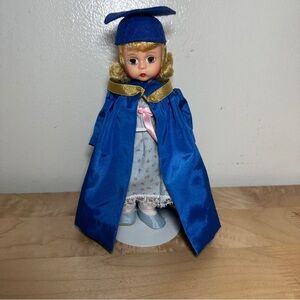Madame Alexander 8” Wendy Graduate Doll Blue Cap & Cape Floral Dress VTG